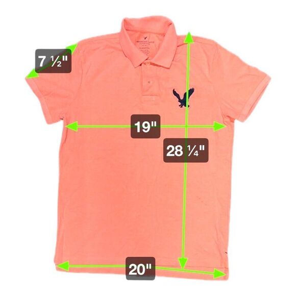 American Eagle Outfitters Classic Fit Polo Shirt Coral M Embroidered Large Logo - Picture 4 of 5